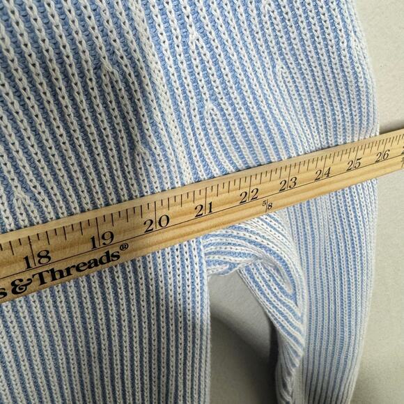 Lands’ End Women’s Drifter Cotton Sweater Blue Stripe Crew Neck Long Sleeve L - Picture 3 of 7